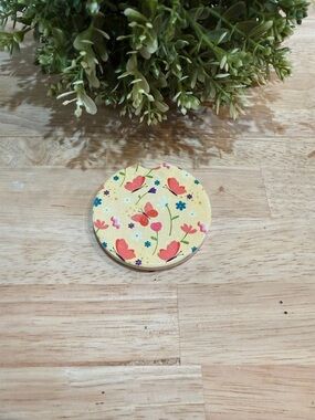 Ceramic butterfly floral car coaster